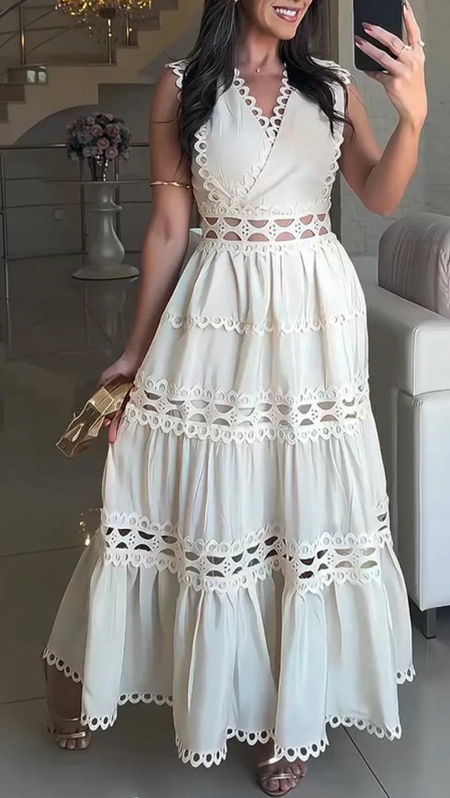 Vestito Lungo Vintage Elegante – Perfetto per la Primavera/Estate