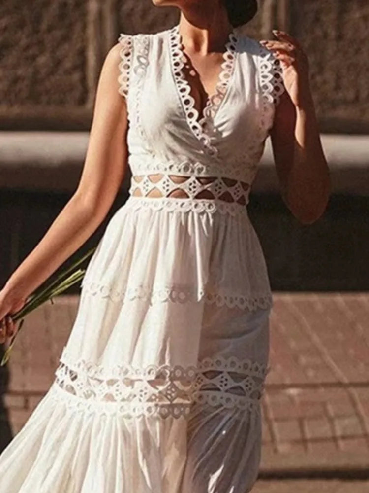 Vestito Lungo Vintage Elegante – Perfetto per la Primavera/Estate