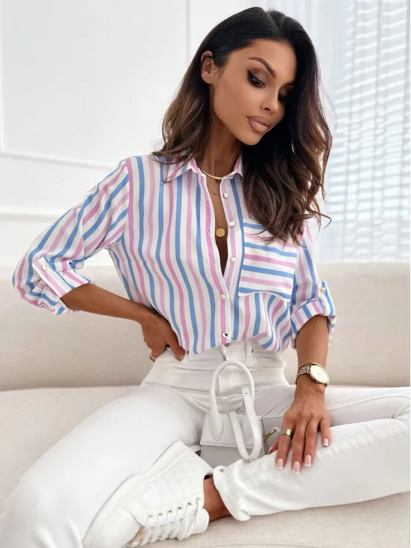Camicia casual a righe in chiffon