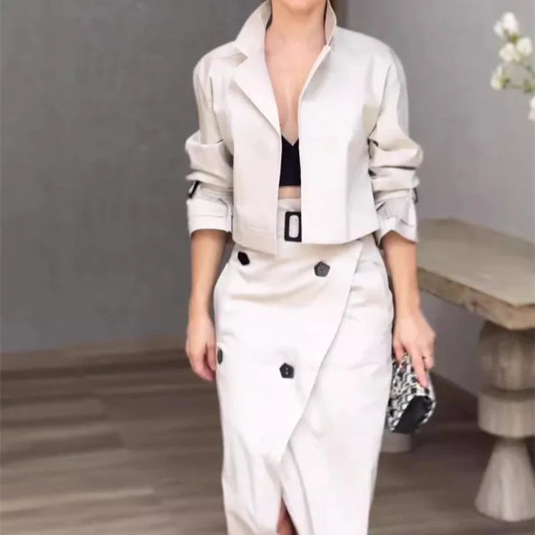 Completo Trench Elegante con Gonna a Portafoglio