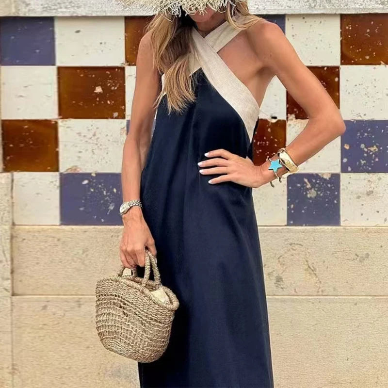 Vestito Boho Lungo con Dettagli Intagliati