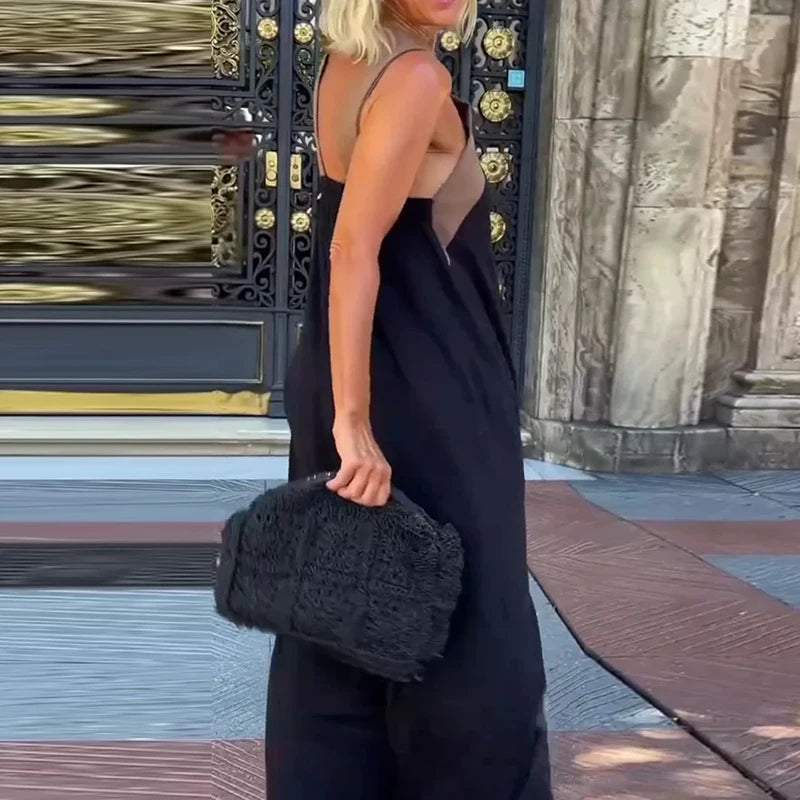 Vestito Boho Lungo con Dettagli Intagliati