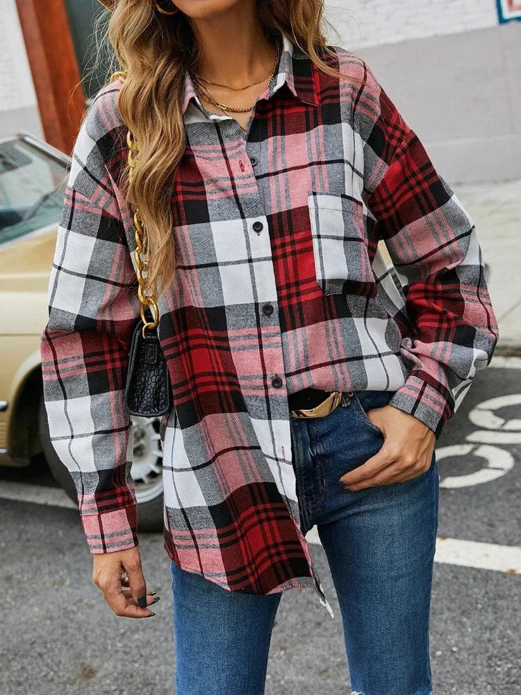 Camicia a quadri a maniche lunghe