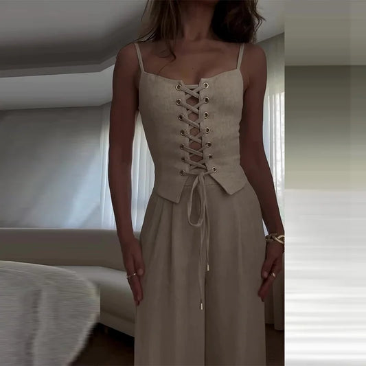 Completo Lungo con Corsetto e Spalline Sottili
