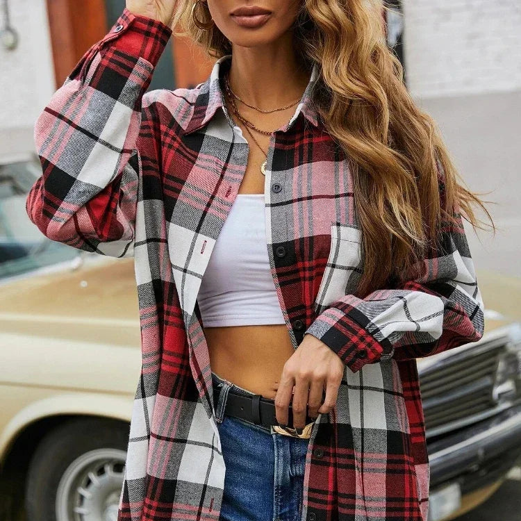 Camicia a quadri a maniche lunghe