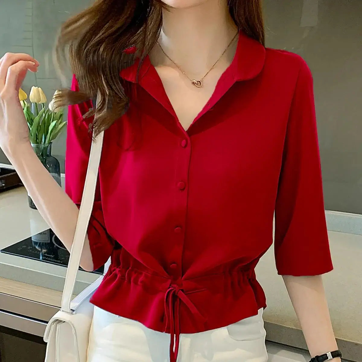 Camicia casual in chiffon