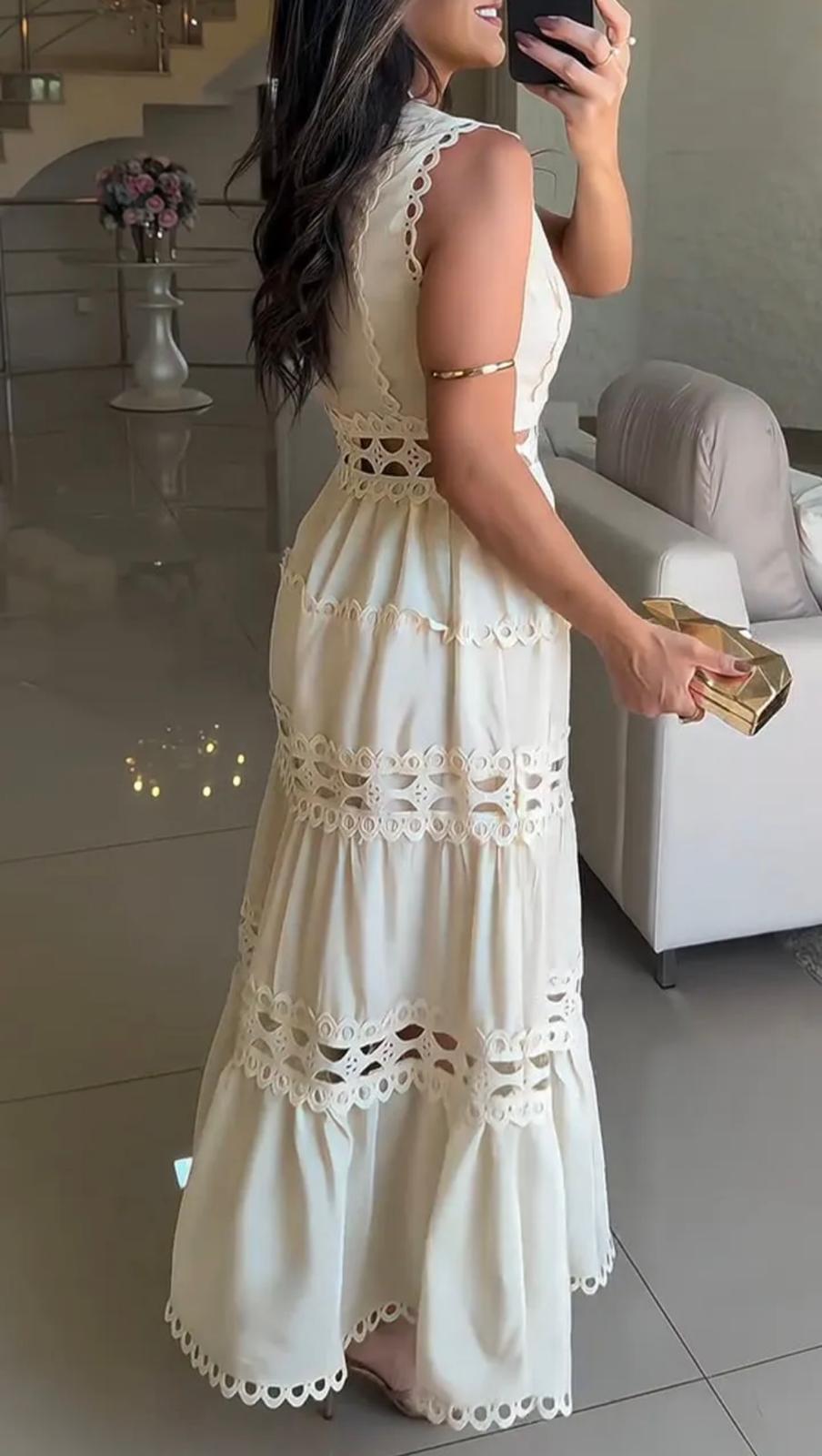 Vestito Lungo Vintage Elegante – Perfetto per la Primavera/Estate