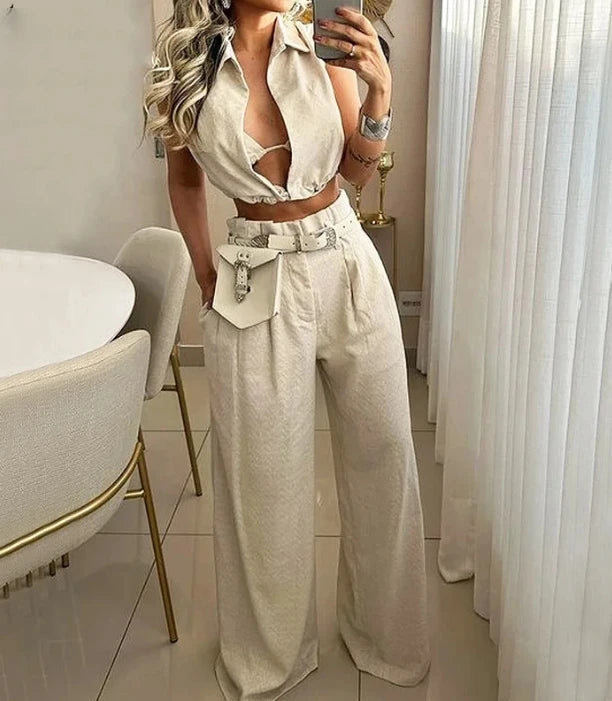 Completo Pantalone con Gilet Cropped – Eleganza e Stile