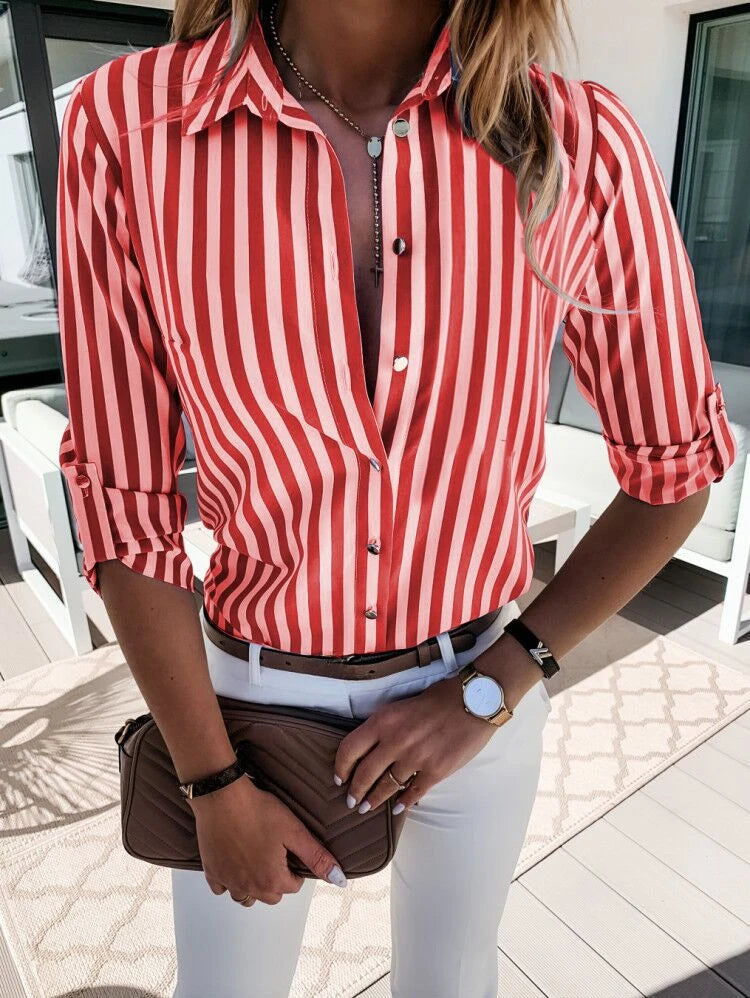 Camicia casual a righe in chiffon