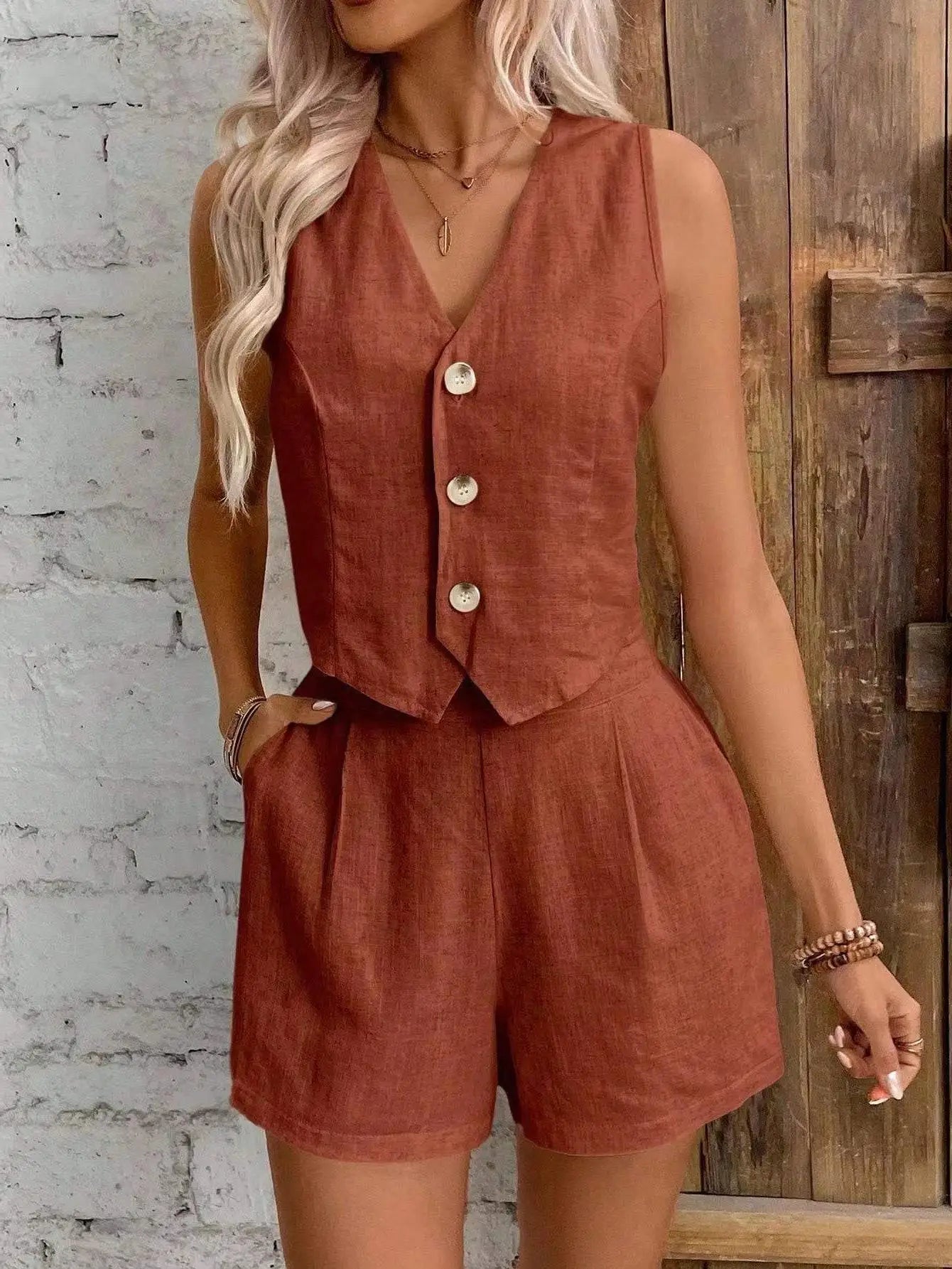 Completo Senza Maniche in Stile Casual-Chic