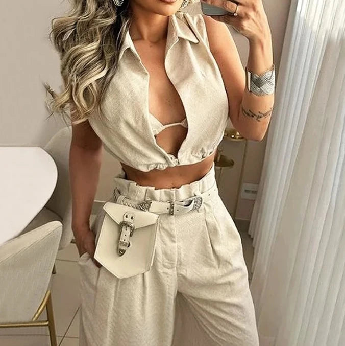 Completo Pantalone con Gilet Cropped – Eleganza e Stile