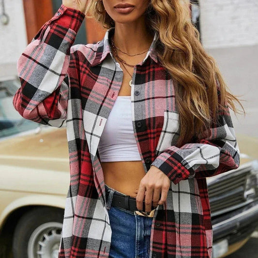 Camicia a quadri a maniche lunghe